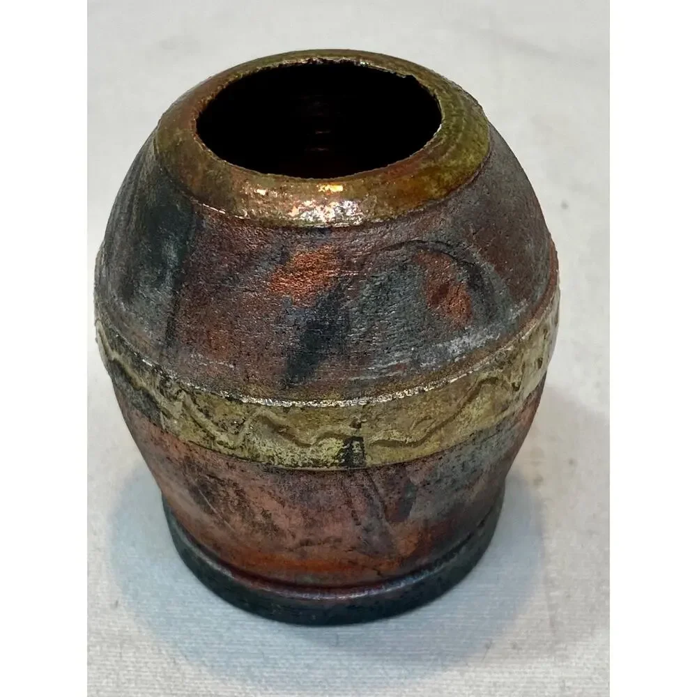 VTG Raku Art Pottery Miniature Vases Artist Signed Randy Snyder